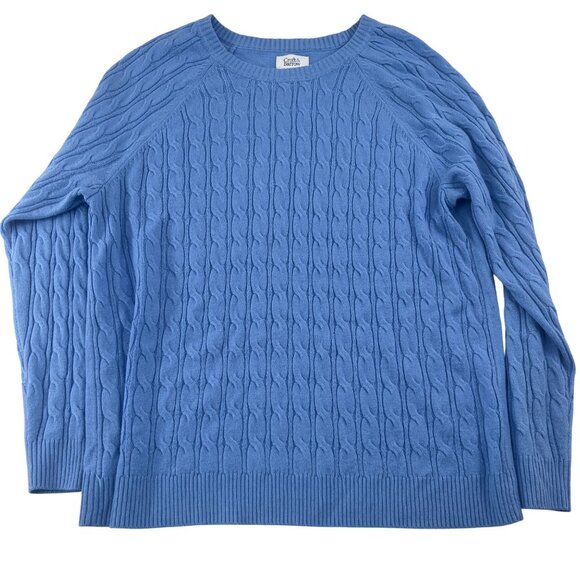 Croft & Barrow XL Blue Cable Knit Sweater Acrylic Lightweight - Picture 1 of 5
